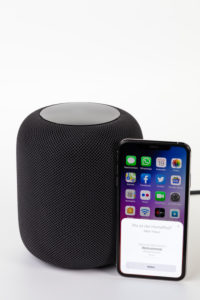 Apple HomePod, configure with iPhone, set up, white background, Apple HomePod, configure with iPhone, set up, white background,